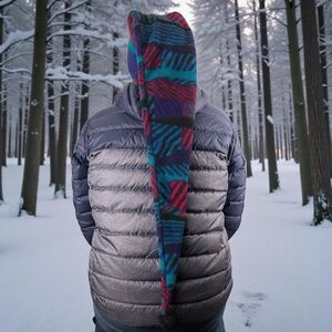 VTG Auntie Ems Long Tail Ski Hat 90s Polar Fleece 43" Long Elf Hat Ear Flaps